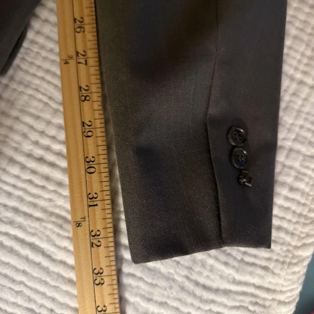 Andre‎ Vachon Suit Jacket Mens 46 Gray Pinstripe Wool Blend Double Breasted USA